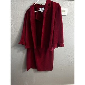 Vintage Db Collection Maroon Women's 12P 2-Piece Skirt Blazer